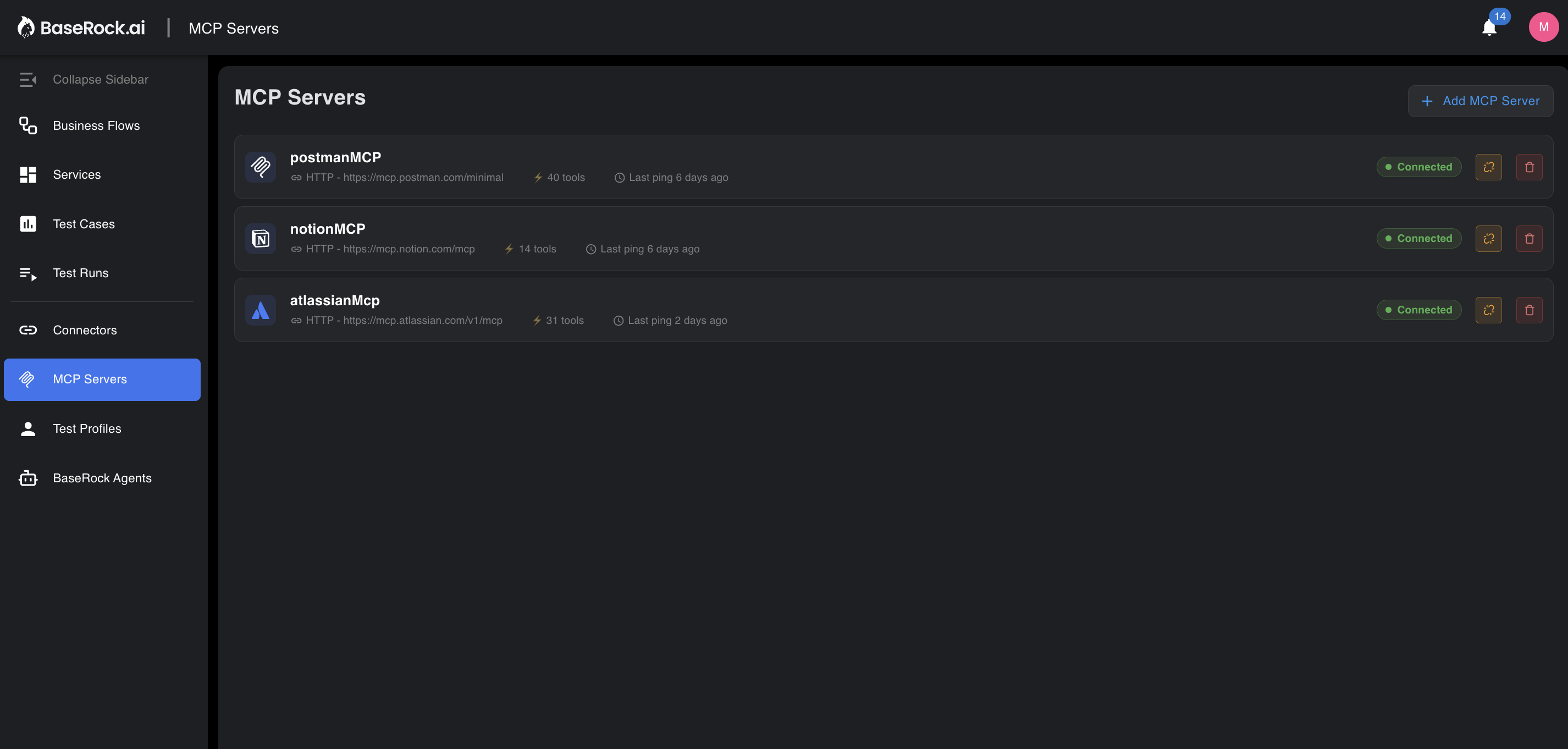 MCP Servers section in BaseRock