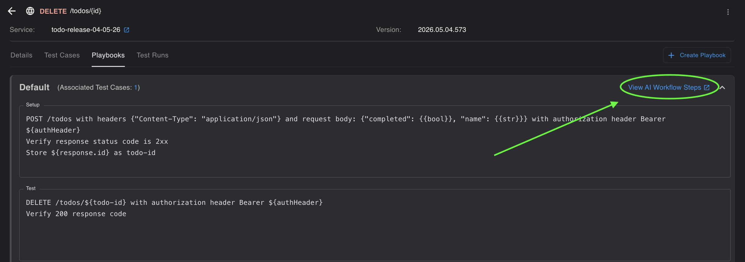 AI workflow steps button
